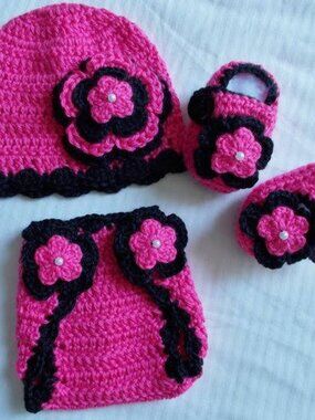Crochet Baby Girl Diaper Cover Outfit Photo Prop